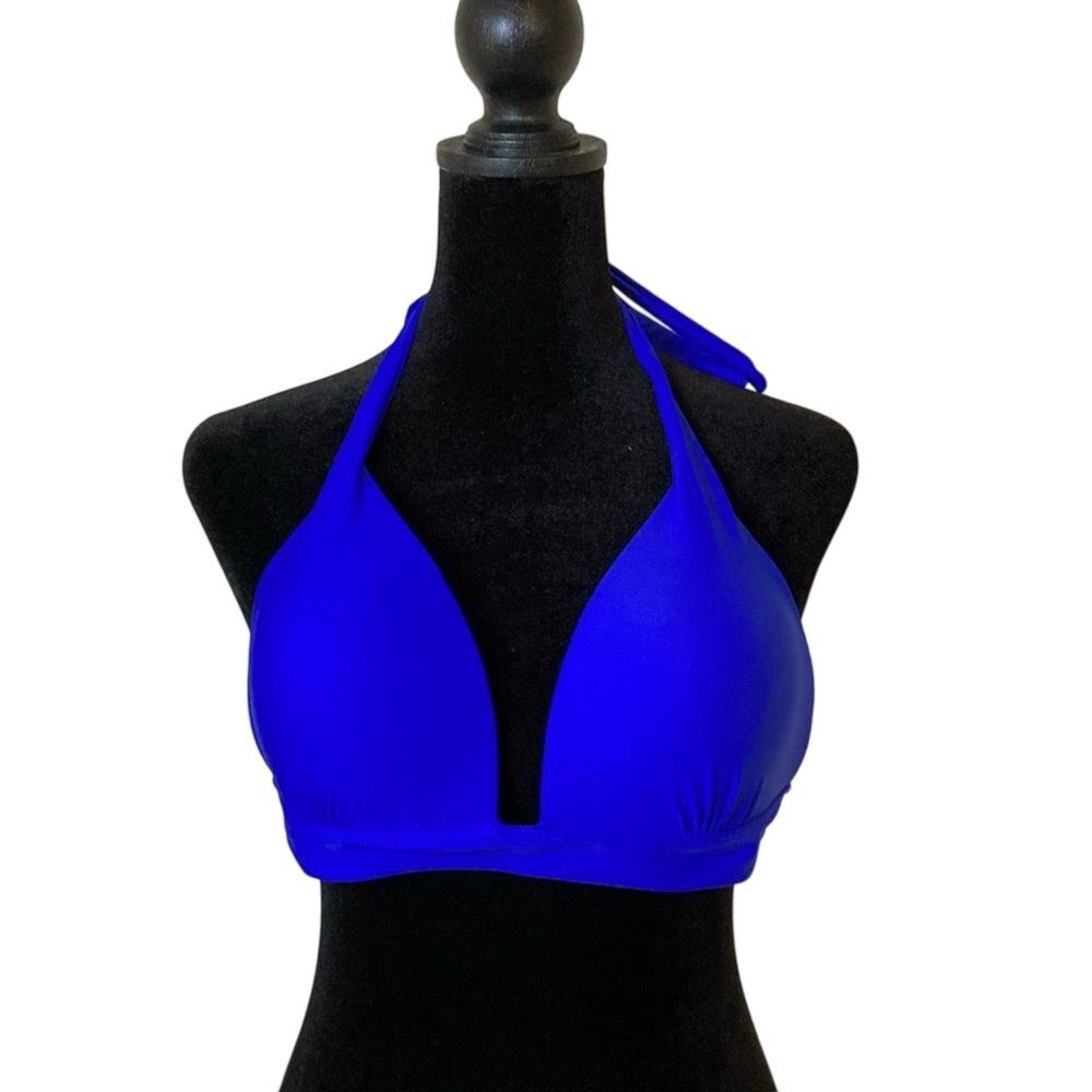South Beach Bikini Top Womens Size 16 Cobalt Blue Halter and Back Strap Ties